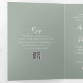 Invitation Trois Volets Élégant code QR vert sauge mariage moderne (Intérieur en premier)