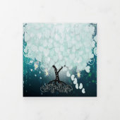 Invitation Trois Volets Elégant Cool Aqua Mariage de feuille de coeur (Protection)