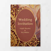 Invitation Trois Volets Élégant Et Unique Mariage Indien (Page de couverture)