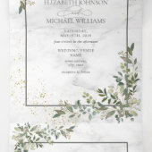 Invitation Trois Volets Elégant Eucalyptus Vert Marbre Or Photo (Intérieur au milieu)