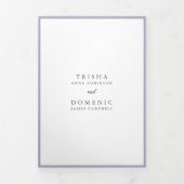Invitation Trois Volets Élégant Lilac Monogramme Mariage moderne (Page de couverture)