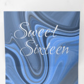 Invitation Trois Volets Élégant marbre doux liquide | Bleu de l'Agate (Intérieur en premier)