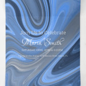 Invitation Trois Volets Élégant marbre doux liquide | Bleu de l'Agate (Intérieur au milieu)