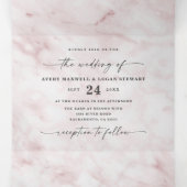 Invitation Trois Volets Elégant marbre rose clair avec Mariage à huile d'a (Intérieur au milieu)