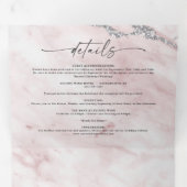 Invitation Trois Volets Elégant marbre rose clair avec Mariage à huile d'a (Intérieur en premier)