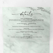 Invitation Trois Volets Élégant marbre vert Sage avec Mariage à huile (Intérieur en premier)