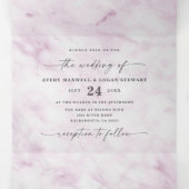 Invitation Trois Volets Élégant marbre violet clair avec Mariage à huile (Intérieur au milieu)