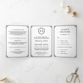 Invitation Trois Volets Élégant Mariage classique noir et blanc (Intérieur)