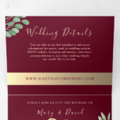 Invitation Trois Volets Élégant Mariage de Bourgogne (Intérieur en premier)