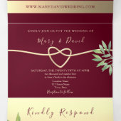 Invitation Trois Volets Élégant Mariage de Bourgogne (Intérieur au milieu)