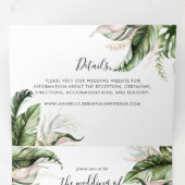 Invitation Trois Volets Élégant Mariage de calligraphie Gold Green (Intérieur en premier)