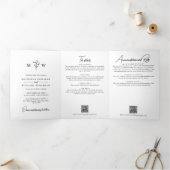 Invitation Trois Volets Élégant Mariage de code QR tout-en-un botanique (Intérieur)