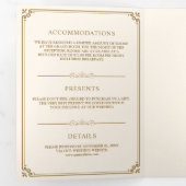 Invitation Trois Volets Élégant Mariage de crème classique et de monogramm (Intérieur en premier)