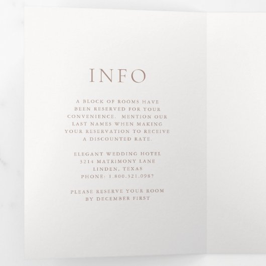 Invitation Trois Volets Élégant Mariage de Monogramme Neutre Terre (Intérieur en premier)