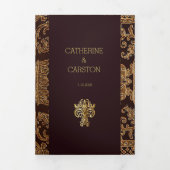 Invitation Trois Volets Élégant Mariage de tapisserie (Page de couverture)