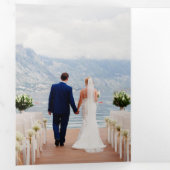 Invitation Trois Volets Élégant Mariage Floral Jaune tout en un code QR (Intérieur en premier)