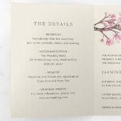 Invitation Trois Volets Élégant Mariage floral rose fleur de cerisier (Intérieur en premier)