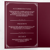 Invitation Trois Volets Élégant Mariage Monogramme Bourgogne Classique (Intérieur en premier)