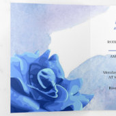 Invitation Trois Volets Elégant Mariage personnalisé Fleur Bleue (Intérieur en premier)