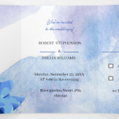 Invitation Trois Volets Elégant Mariage personnalisé Fleur Bleue (Intérieur au milieu)
