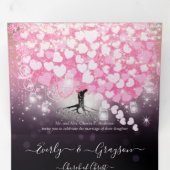 Invitation Trois Volets Élégant Mariage Pink and Black Heart Leaf (Intérieur en premier)