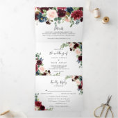 Invitation Trois Volets Élégant Mariage rustique de Bourgogne (Intérieur)