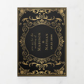 Invitation Trois Volets Élégant Mariage victorien Steampunk (Page de couverture)