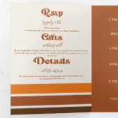 Invitation Trois Volets Élégant Mariage Whimsical en terre cuite (Intérieur en premier)