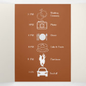 Invitation Trois Volets Élégant Mariage Whimsical en terre cuite (Intérieur au milieu)