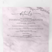 Invitation Trois Volets Elégant Mauve violet Mariage en marbre métallique (Intérieur en premier)