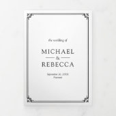 Invitation Trois Volets Elegant Minimalist Photo White QR Code Wedding (Page de couverture)