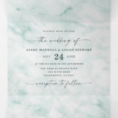 Invitation Trois Volets Elégant Mint Pastel Vert Marbre métallique Mariage (Intérieur au milieu)