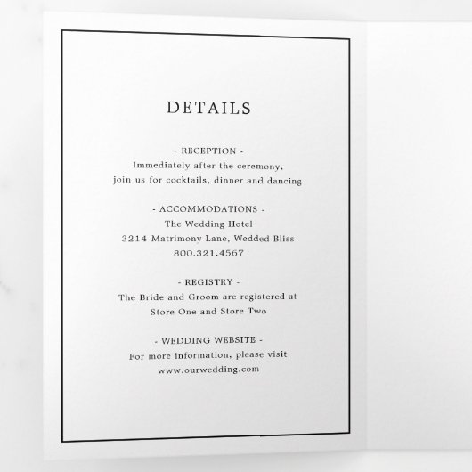 Invitation Trois Volets Elegant Modern Monogram Simple Wedding (Intérieur en premier)