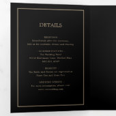 Invitation Trois Volets Élégant moderne Black Gold Monogramme Simple Maria (Intérieur en premier)