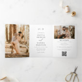Invitation Trois Volets Elegant moderne Photo Mariage Détails QR Code (Intérieur)