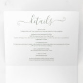 Invitation Trois Volets Élégant moderne Sage Green Script Mariage photo (Intérieur en premier)