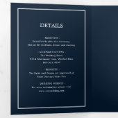 Invitation Trois Volets Élégant Monogramme bleu marine moderne Simple Mari (Intérieur en premier)