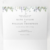 Invitation Trois Volets Élégant Monogramme de verdure Mariage photo (Intérieur en premier)