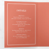 Invitation Trois Volets Élégant Monogramme en terre cuite moderne Mariage (Intérieur en premier)