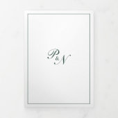 Invitation Trois Volets Élégant Monogramme Formel Photo Forêt Mariage Vert (Page de couverture)