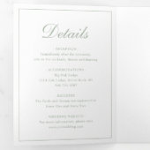 Invitation Trois Volets Élégant Monogramme officiel Photo Sage Mariage ver (Intérieur en premier)