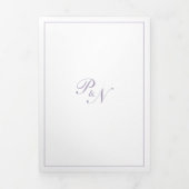 Invitation Trois Volets Élégant Monogramme photo Dusty violet Mariage offi (Page de couverture)