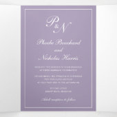 Invitation Trois Volets Élégant Monogramme photo Dusty violet Mariage offi (Intérieur au milieu)