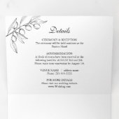 Invitation Trois Volets Élégant Olive Botanique classique Mariage (Intérieur en premier)