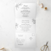 Invitation Trois Volets Élégant Olive Botanique classique Mariage (Intérieur)