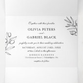 Invitation Trois Volets Élégant Olive Botanique classique Mariage (Intérieur au milieu)