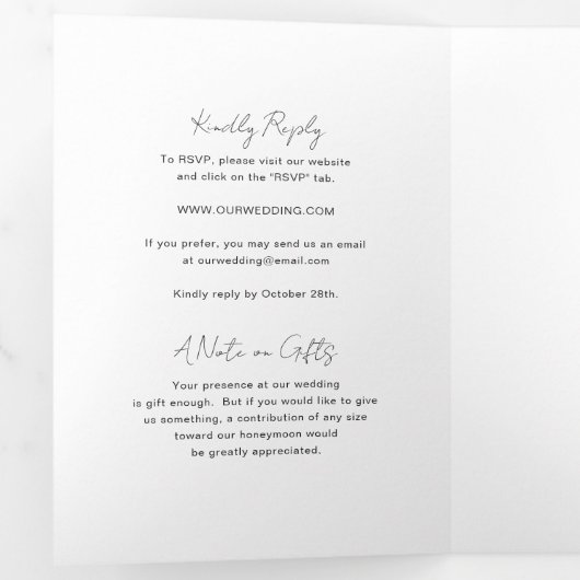 Invitation Trois Volets Élégant Photo Mariage moderne (Intérieur en premier)