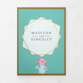 Invitation Trois Volets ELÉGANT PRINTEMPS Floral Turquoise Mariage Fab (Page de couverture)