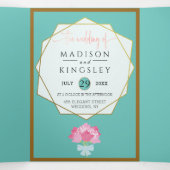 Invitation Trois Volets ELÉGANT PRINTEMPS Floral Turquoise Mariage Fab (Intérieur au milieu)