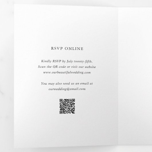 Invitation Trois Volets Elegant QR Code Classic Wedding (Intérieur en premier)
